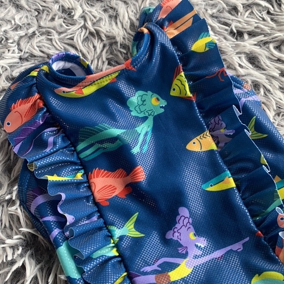 Disney Store Luca Ruffle Swimsuit for Girls Alberto Sea Monster Fish Blue Size 2 - Picture 10 of 10